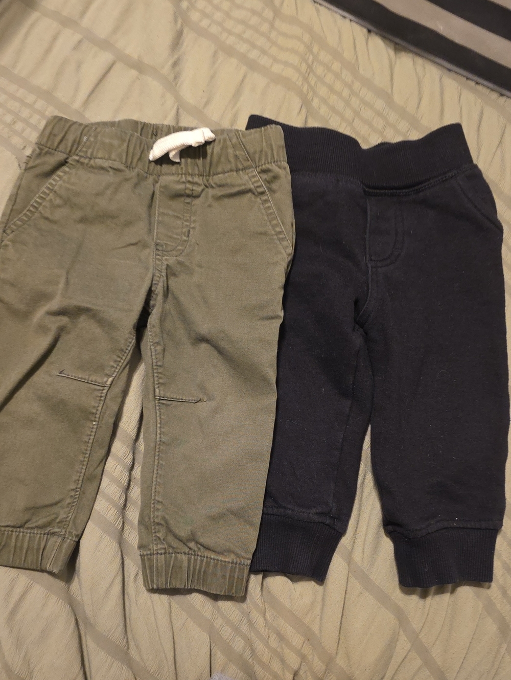 Kids Pull-On Jogger Pants - Olive Green & Navy - Unbranded
